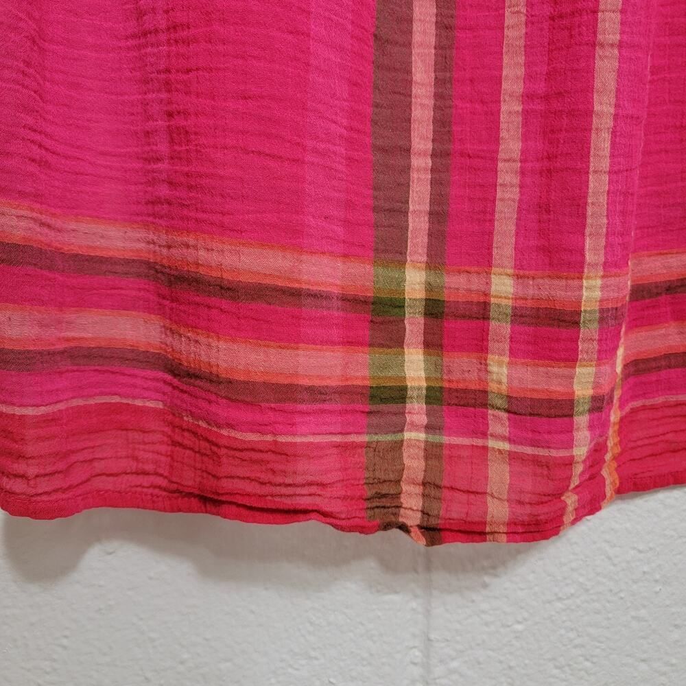 Liz Claiborne Roll Tab Plaid Blouse Pink Size M Cabincore - Picture 9 of 9